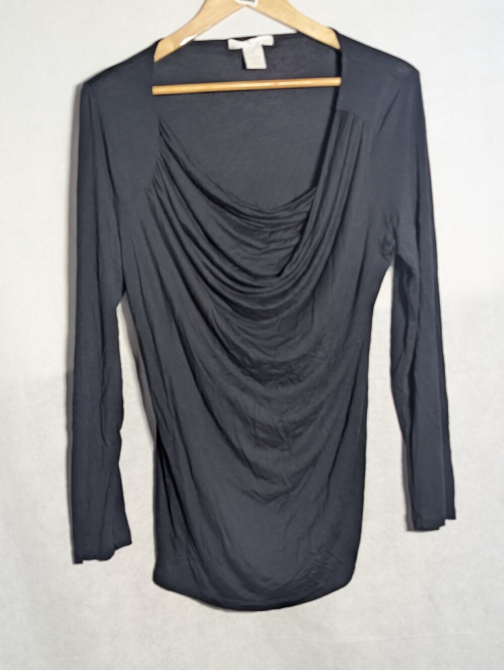 Design History Black Cowl Neck Long Sleeve Top Size XL Viscose Spandex